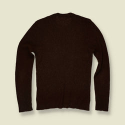 1970s | Dark Brown Ribbed Wool Blend Sweater - 6