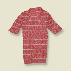 1970s | Red Marl Striped Knit Short Sleeve Top - 2