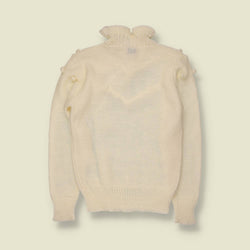 1970s | Cream Bobble & Ruffle Detail Knit Sweater - 6