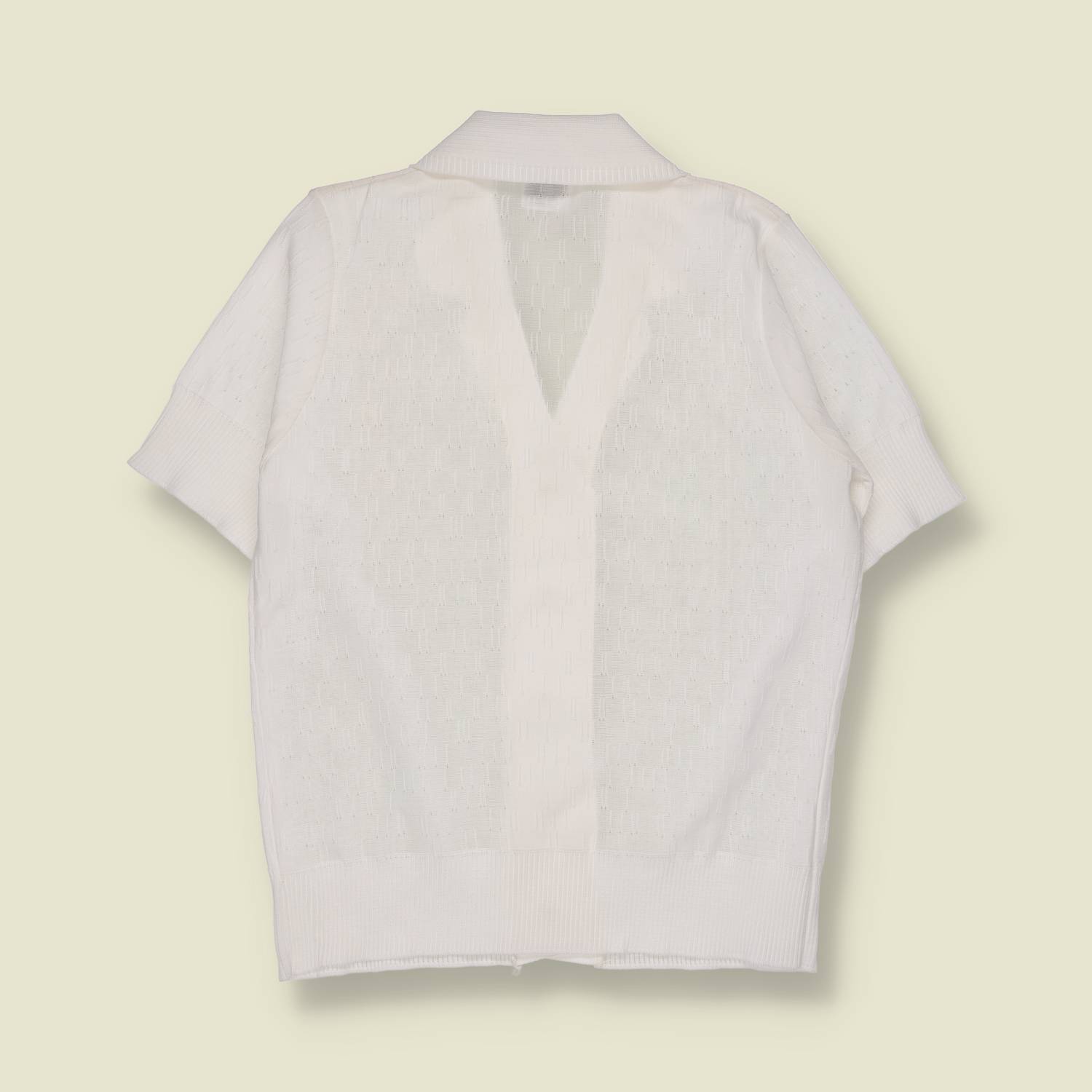 1970s | Trevira 2000 | White Polyester Knit Short Sleeve Shirt - 8