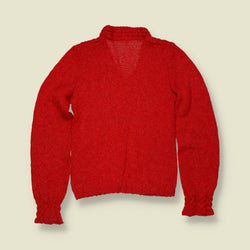 1970s | Red Cable Knit Wool Blend Cardigan - 2