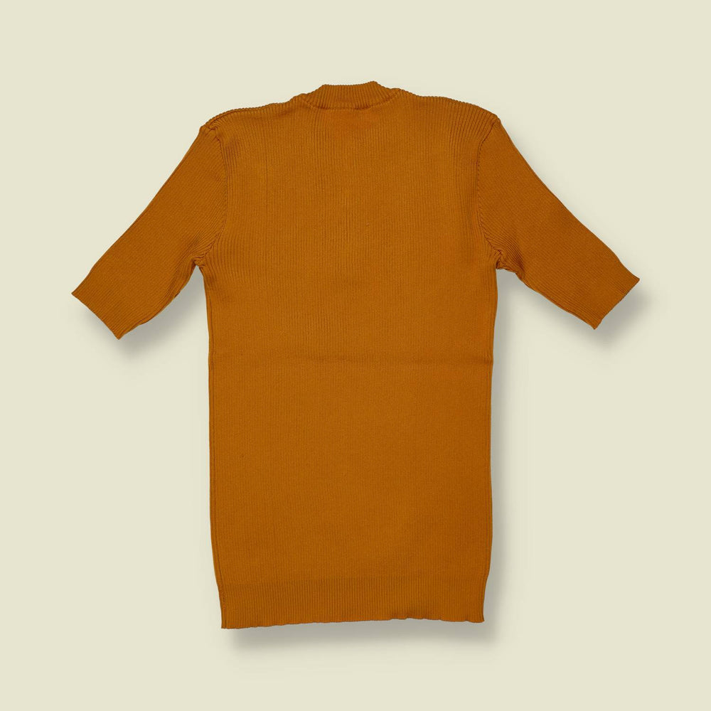 1970s | Mustard Ribbed Knit Henley Top - 4