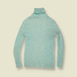 1970s | Derby | Aqua Marl Ribbed Roll Neck Jumper - 10