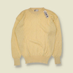 1970s | Lemon Textured Knit Wool Blend Jumper - Deadstock - 14