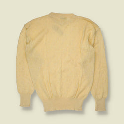 1970s | Lemon Textured Knit Wool Blend Jumper - Deadstock - 14