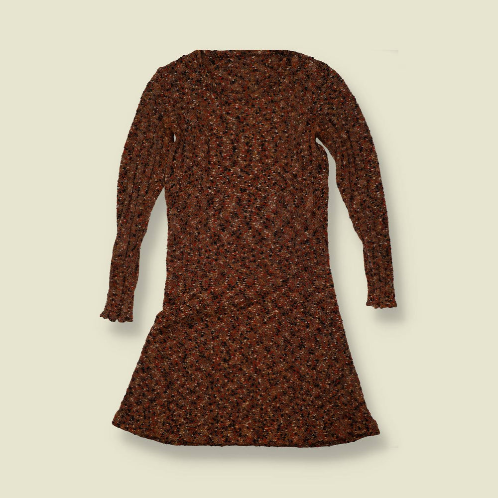 1970s | Rust Marl Knit Mini Dress - 6