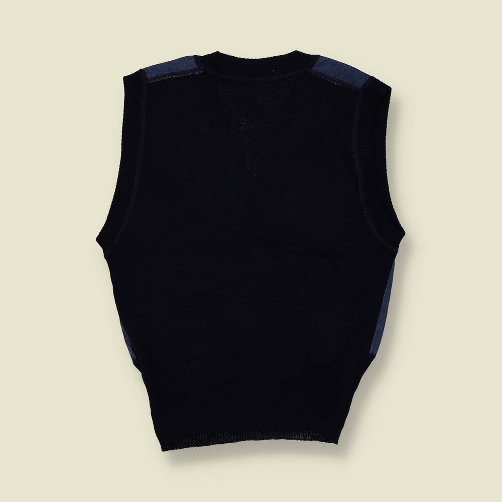 1970s | Denim & Navy Knit Sleeveless Tank Top - 8