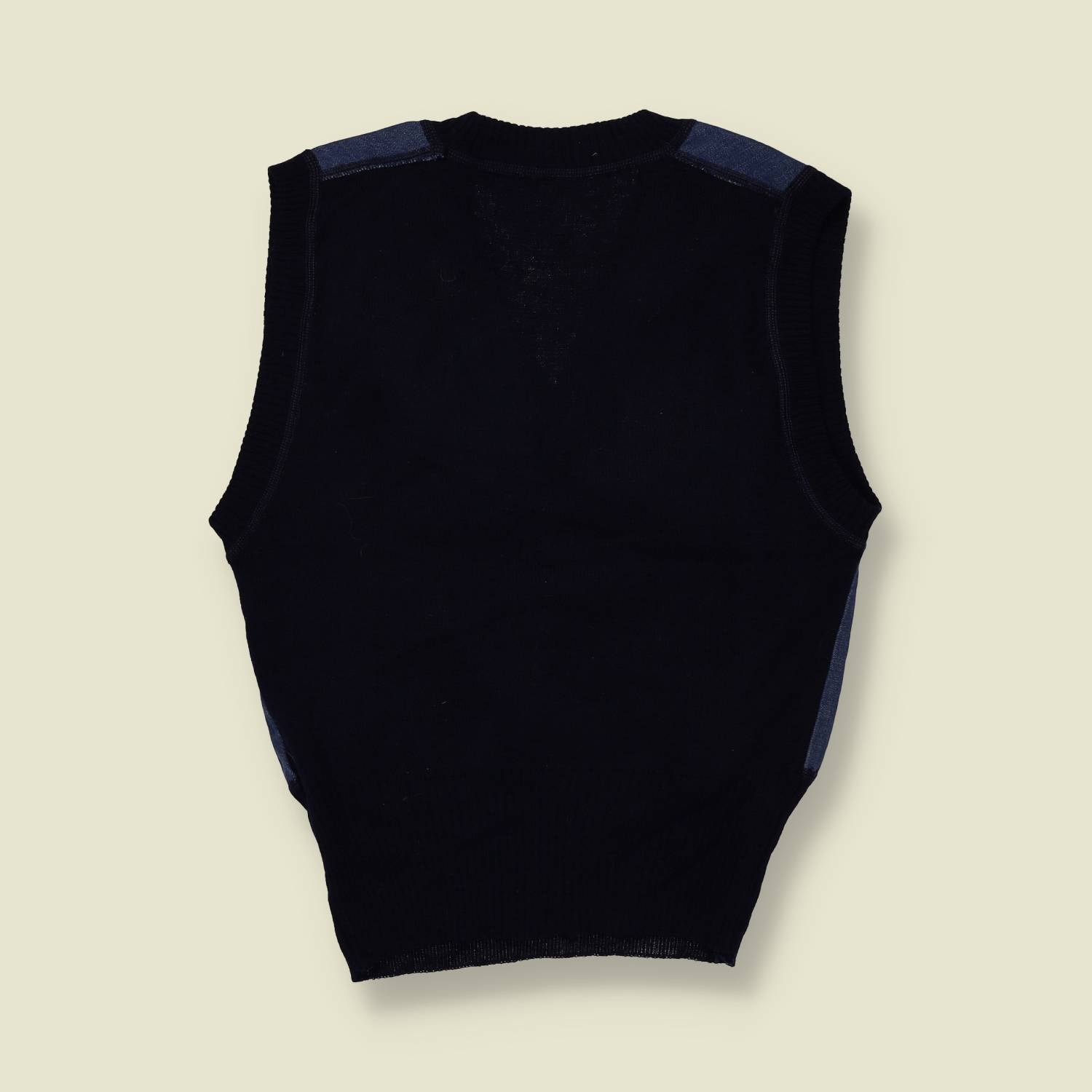 1970s | Denim & Navy Knit Sleeveless Tank Top - 8