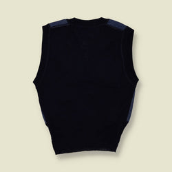 1970s | Denim & Navy Knit Sleeveless Tank Top - 8