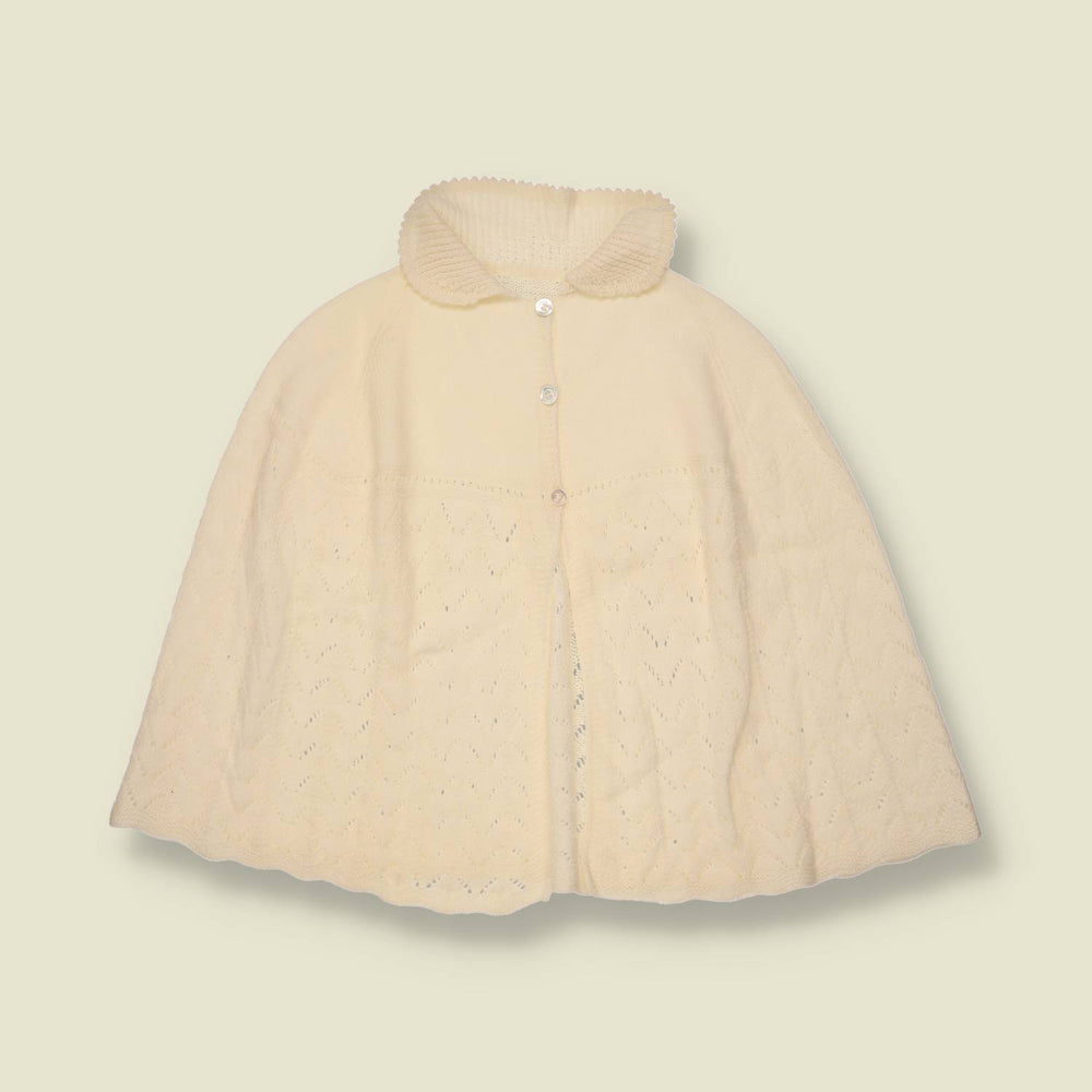 1970s | Knitted Cape | Ivory - One size