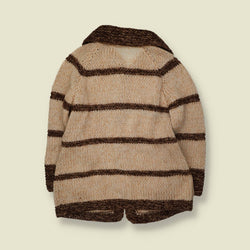 1970s | Handmade Chunky Knit Cardigan | Cream & Brown - 14