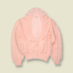 1970s | Textured Knit Cardigan | Pink - 12