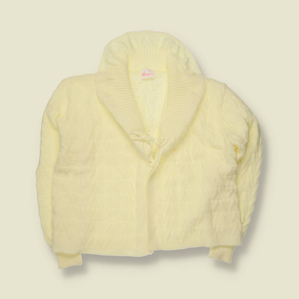 1970s | Simon | Textured Knit Cardigan | Yellow - 16