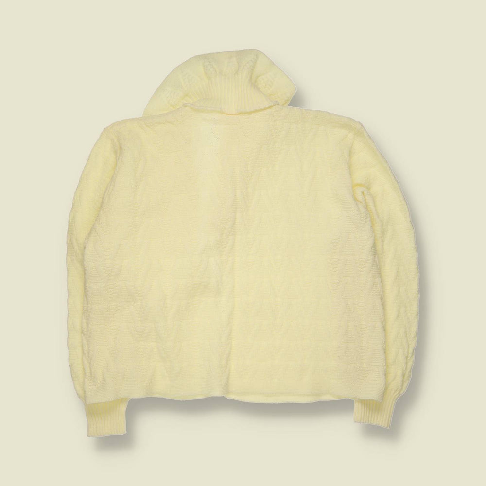1970s | Simon | Textured Knit Cardigan | Yellow - 16