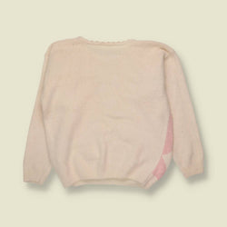 1970s/1980s | Argyle Embroidered Floral Jumper | Pink & Cream - 10