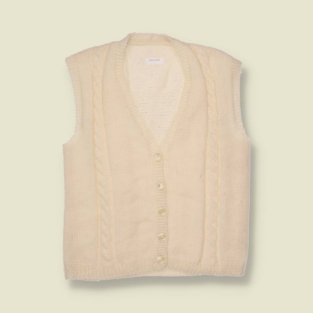 1970s | Cable Knit Waistcoat | Cream - 6