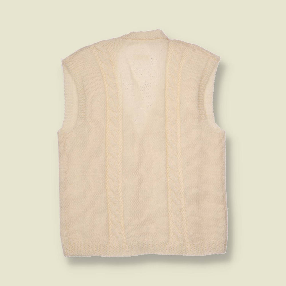 1970s | Cable Knit Waistcoat | Cream - 6