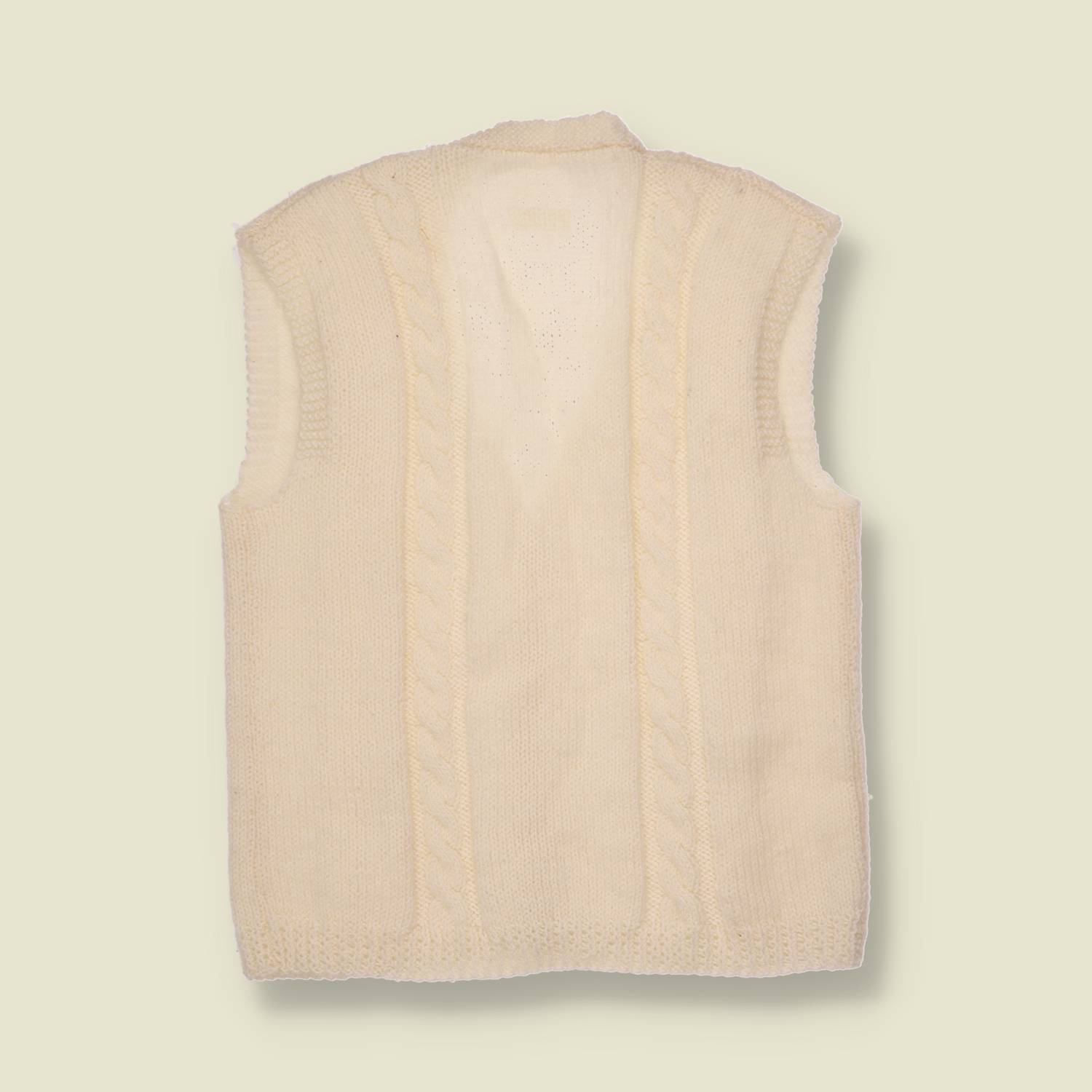 1970s | Cable Knit Waistcoat | Cream - 6