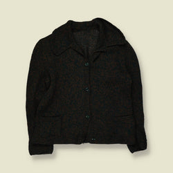 1970s | Wool Knit Cardigan | Green & Brown - 14