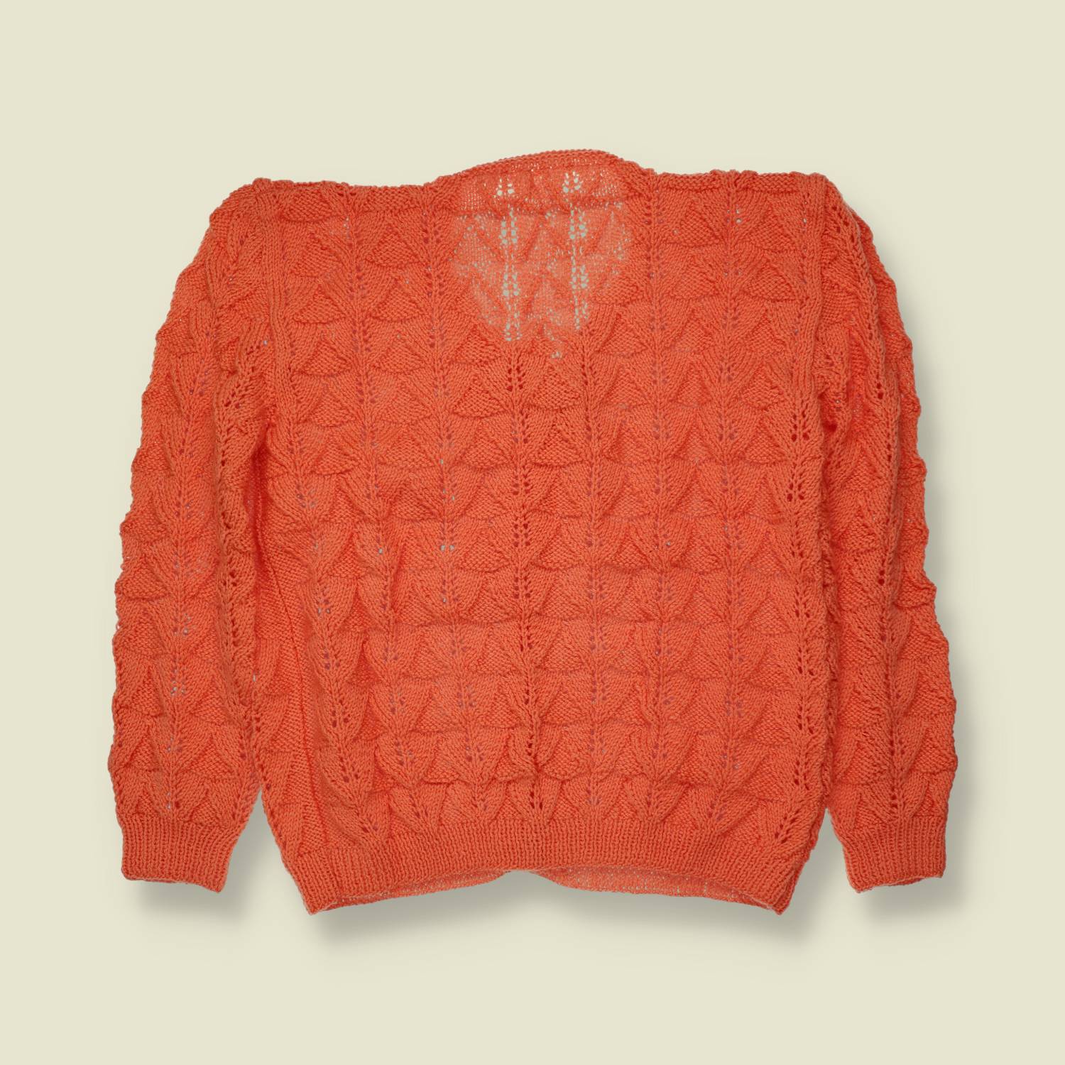 1970s | Textured Knit Cardigan | Coral - 12