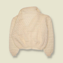1970s | Textured Knit Cardigan | Ivory - 16