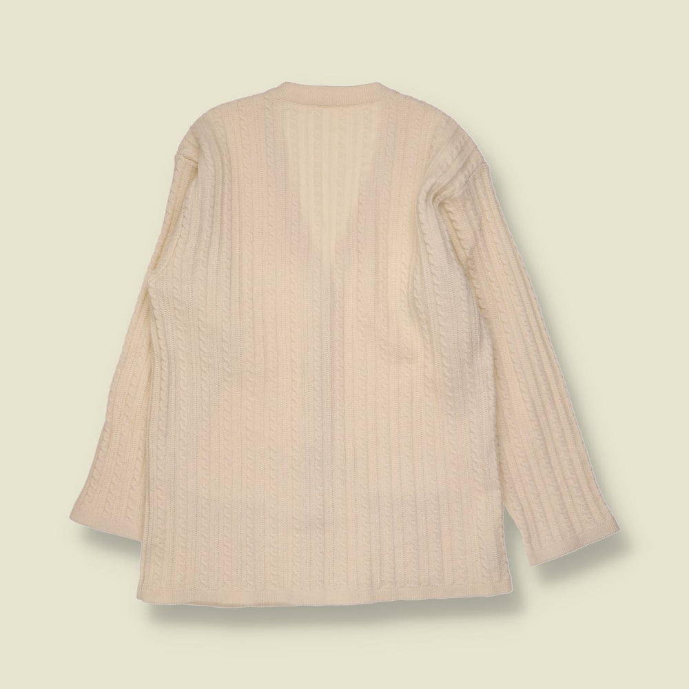 1970s | Cable Knit Cardigan | Ivory - 6