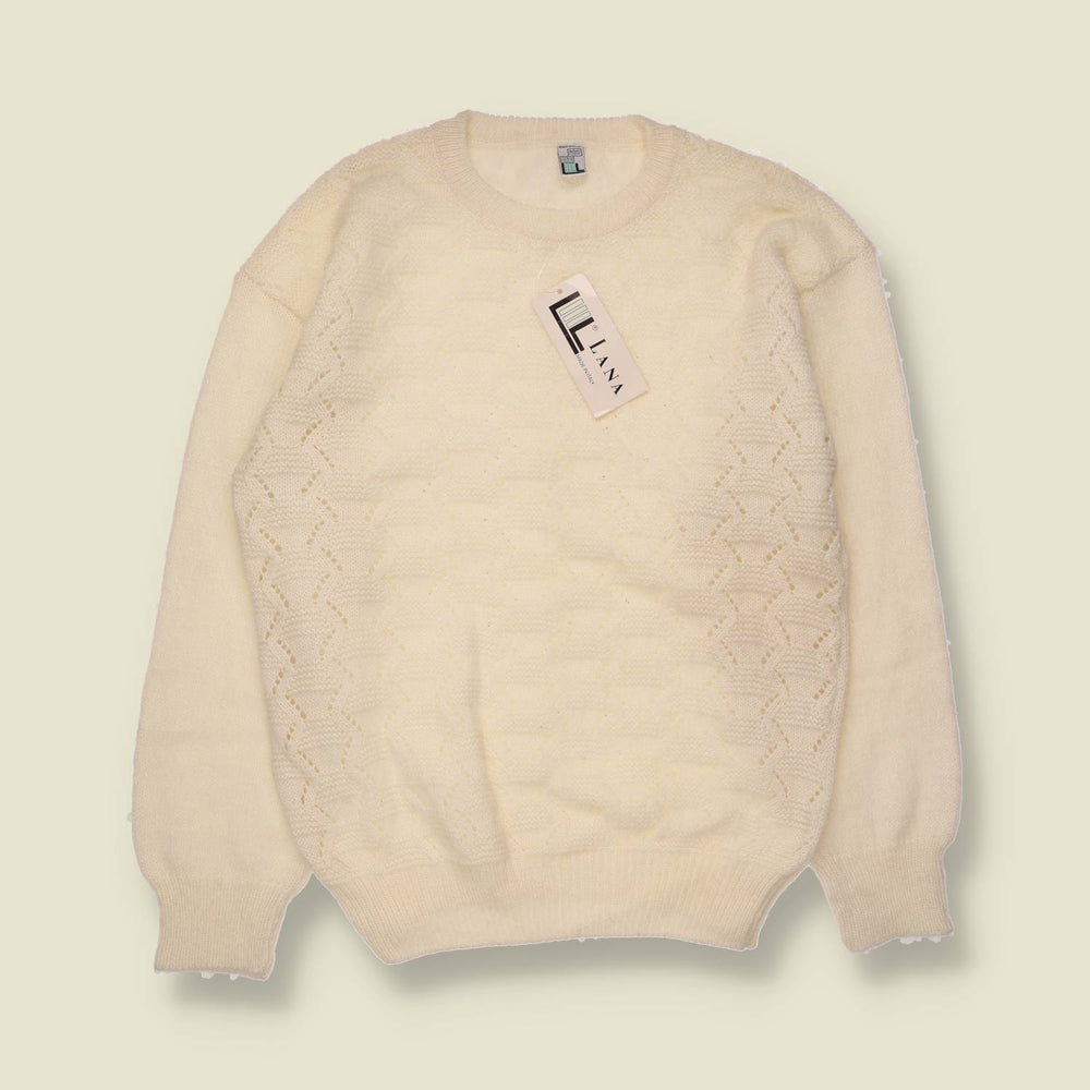 1970s | Lana | Deadstock Textured Knit Jumper | Ivory - 10