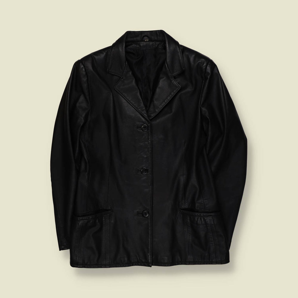 1990s | Leather Jacket | Black - 10