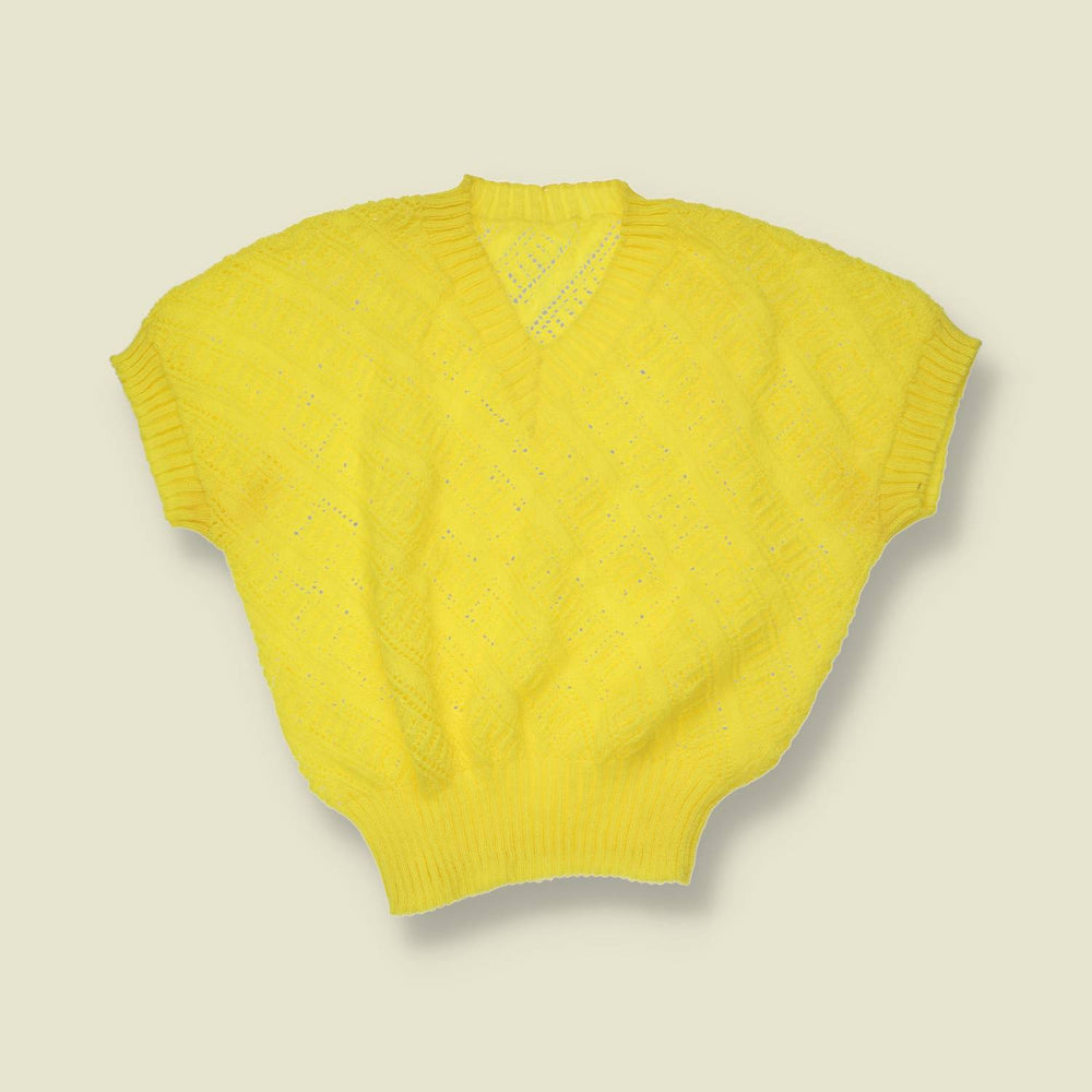 1970s-1980s | Textured Knit Vest | Yellow - 10