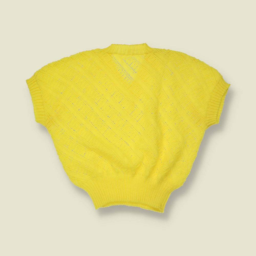 1970s-1980s | Textured Knit Vest | Yellow - 10