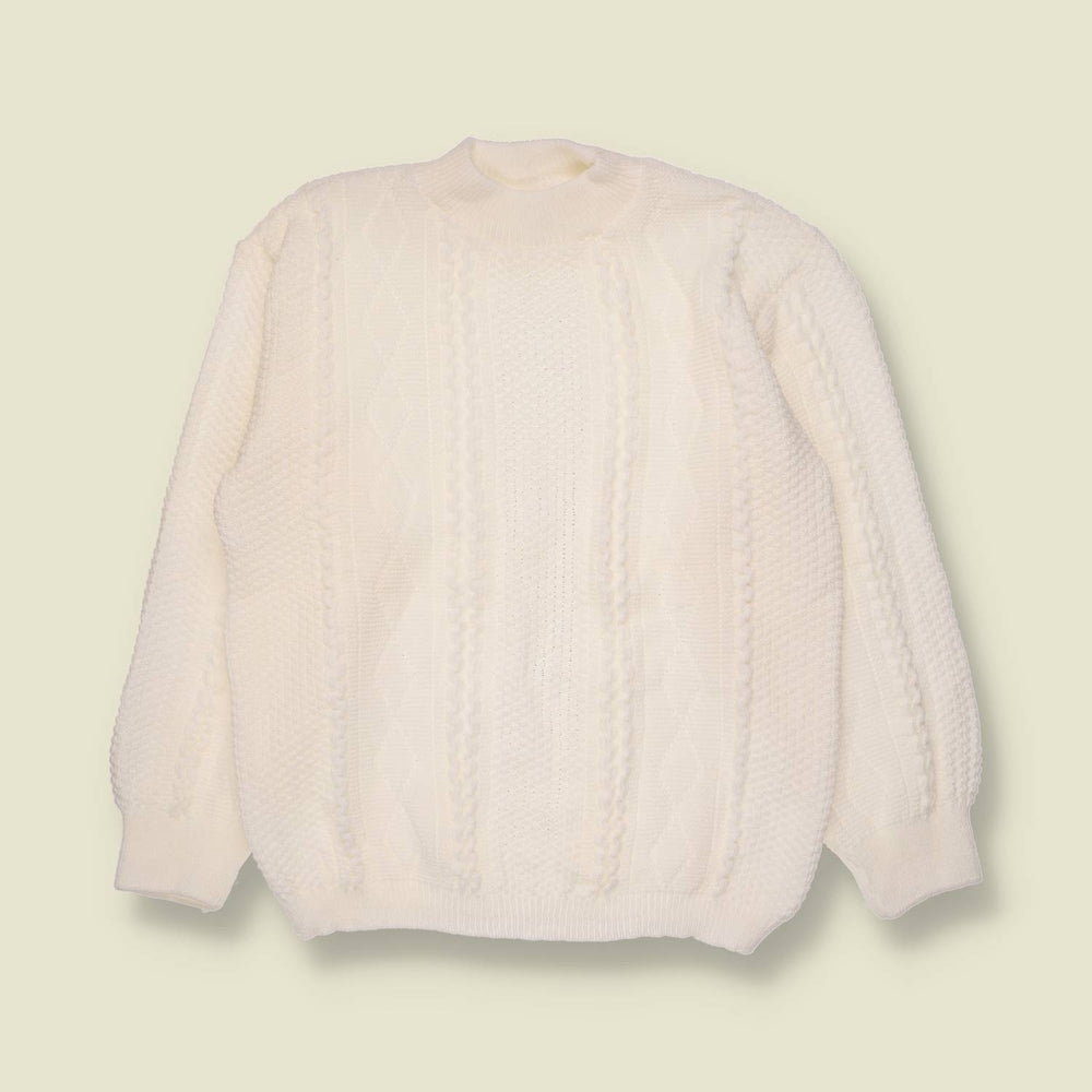 1970s | Textured Cable Knit Jumper | Ivory - 10
