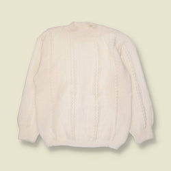 1970s | Textured Cable Knit Jumper | Ivory - 10