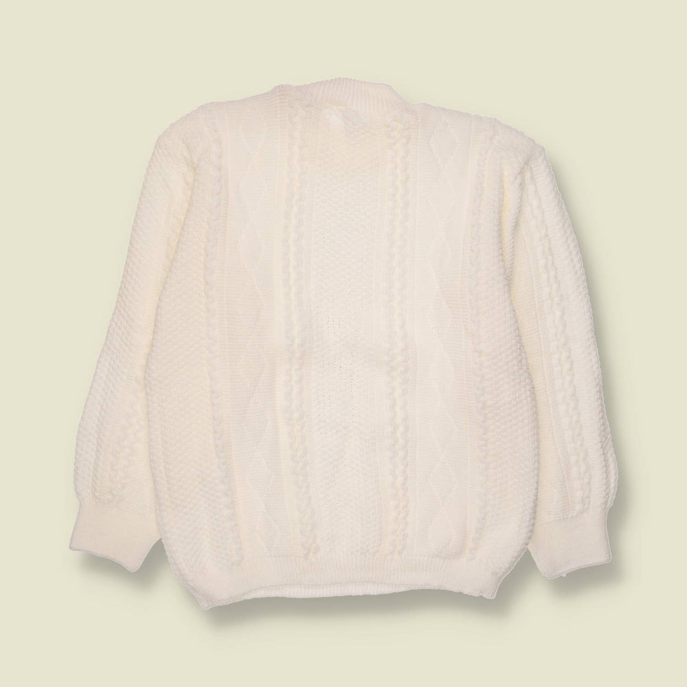 1970s | Textured Cable Knit Jumper | Ivory - 10