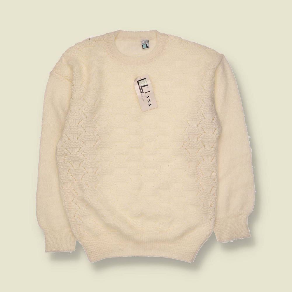 1970s | Lana | Deadstock Textured Knit Jumper | Ivory - 8