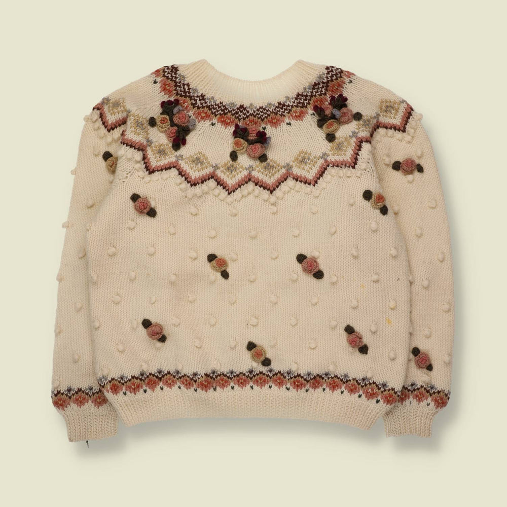 1990s | Fair Isle Floral Knit Jumper | Ivory - 12