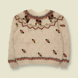 1990s | Fair Isle Floral Knit Jumper | Ivory - 12