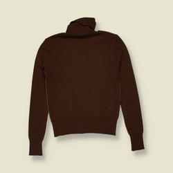 1990s | United Colors of Benetton | Houndstooth Panel Roll Neck | Brown - 4