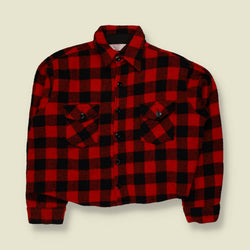 1970s | Frostproof | Cropped Buffalo Check Wool Shirt | Red & Black - 18