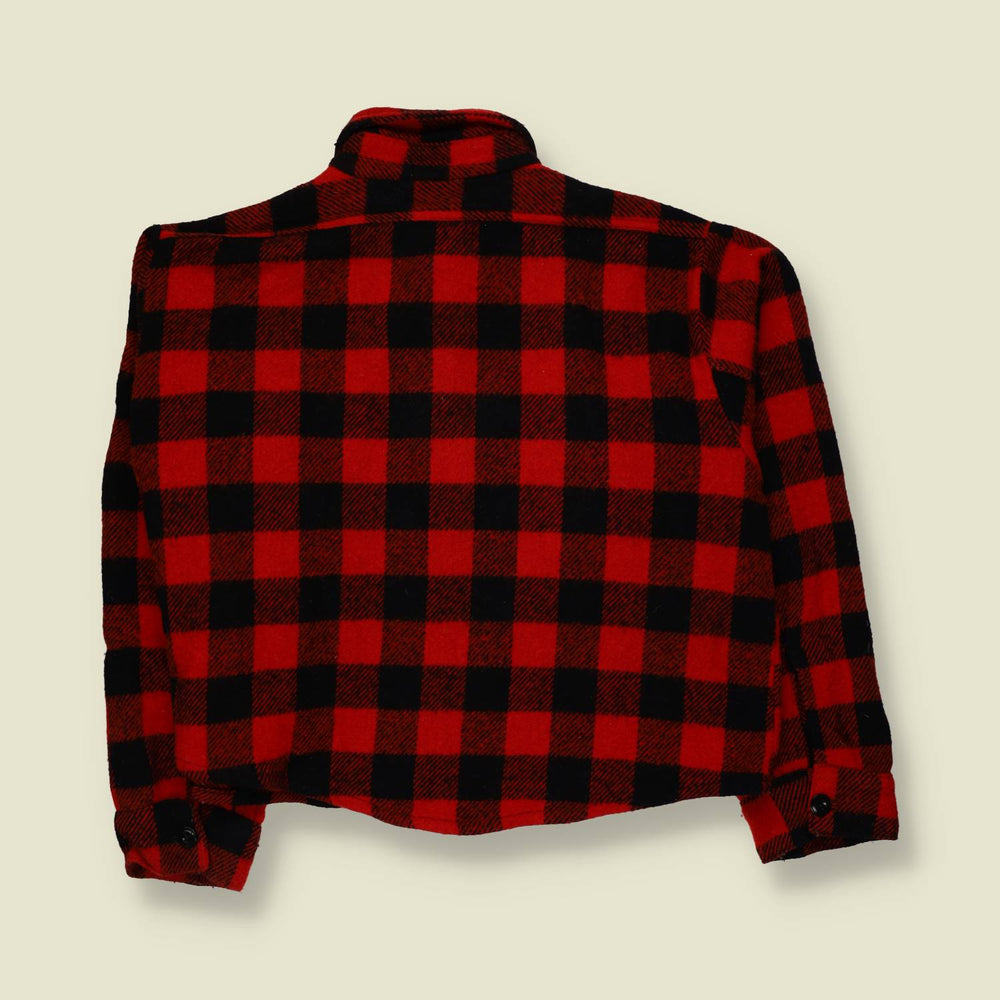 1970s | Frostproof | Cropped Buffalo Check Wool Shirt | Red & Black - 18