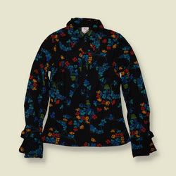 1970s | TGL | Deadstock Botanical Print Blouse | Black - 8