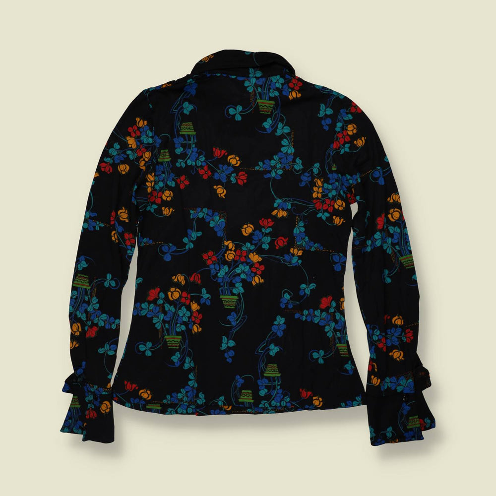 1970s | TGL | Deadstock Botanical Print Blouse | Black - 8