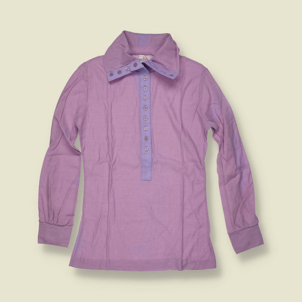 1970s | TGL | Deadstock Contrast Placket Blouse | Lilac - 6