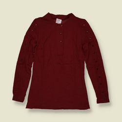 1970s | TGL | Deadstock Button Sleeve Blouse | Burgundy - 6