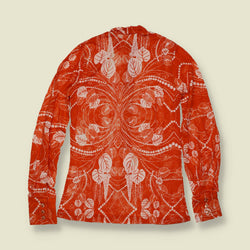 1970s | TGL | Deadstock Leaf Print Blouse | Rust - 6