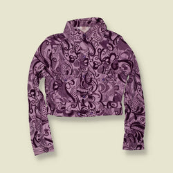 1970s | TGL | Deadstock Psychedelic Print Cropped Blouse | Purple - 8