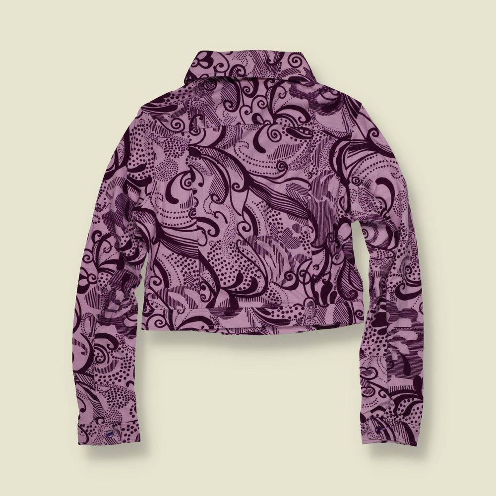 1970s | TGL | Deadstock Psychedelic Print Cropped Blouse | Purple - 8
