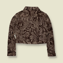 1970s | TGL | Deadstock Psychedelic Print Cropped Blouse | Grey & Brown - 12