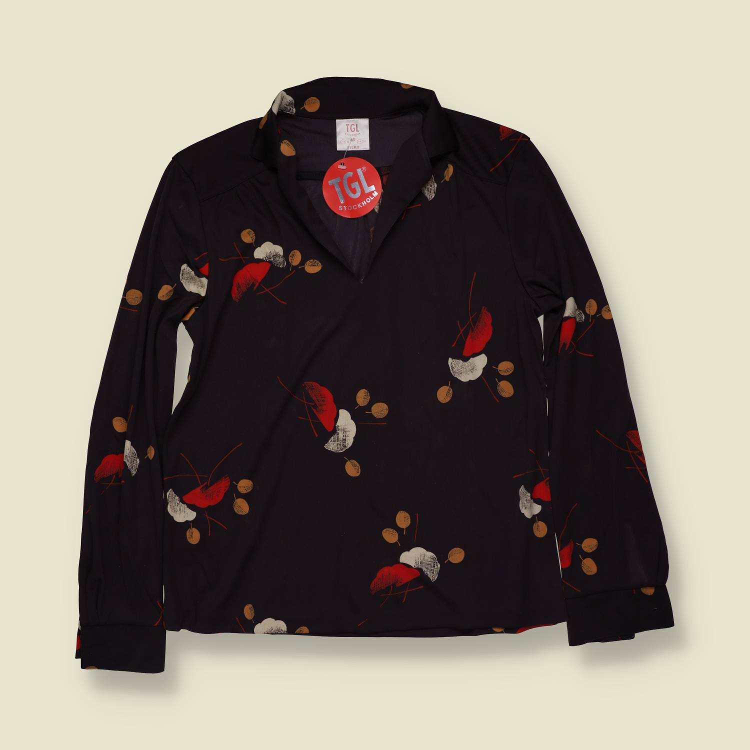 1970s | TGL | Deadstock Abstract Print Blouse | Black - 12