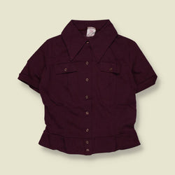 1970s | TGL | Deadstock Cropped Shirt | Aubergine - 8