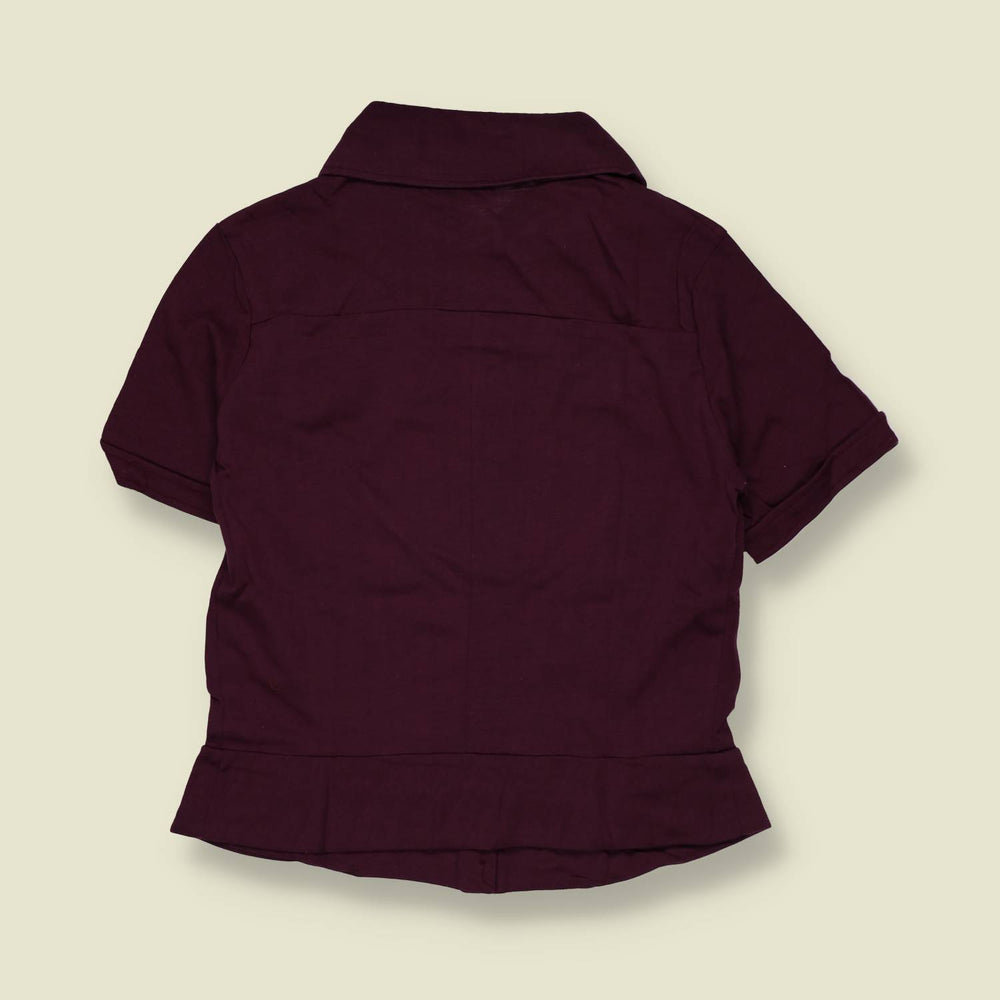 1970s | TGL | Deadstock Cropped Shirt | Aubergine - 8